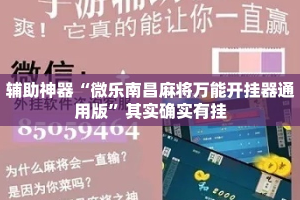 辅助神器“微乐南昌麻将万能开挂器通用版”其实确实有挂