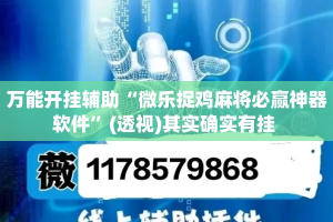万能开挂辅助“微乐捉鸡麻将必赢神器软件”(透视)其实确实有挂 