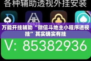 万能开挂辅助“微信斗地主小程序透视挂”其实确实有挂