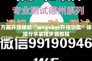 万能开挂辅助“wepoker开挂功能”详细分享装挂步骤教程