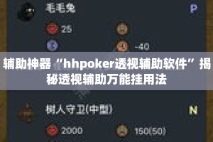 辅助神器“hhpoker透视辅助软件”揭秘透视辅助万能挂用法
