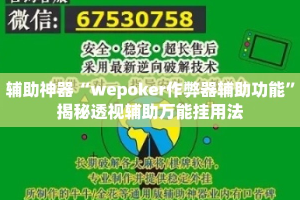 辅助神器“wepoker作弊器辅助功能”揭秘透视辅助万能挂用法