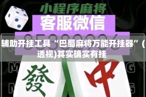 辅助开挂工具“巴蜀麻将万能开挂器”(透视)其实确实有挂 