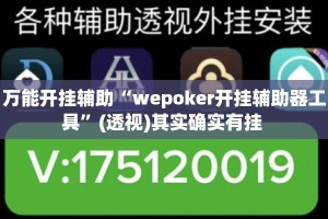 万能开挂辅助“wepoker开挂辅助器工具”(透视)其实确实有挂 