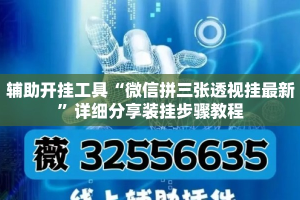 辅助开挂工具“微信拼三张透视挂最新”详细分享装挂步骤教程