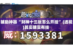 辅助神器“财神十三张怎么开挂”(透视)其实确实有挂 