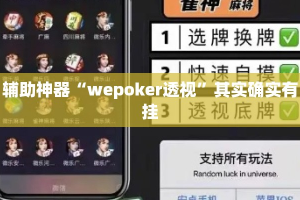 辅助神器“wepoker透视”其实确实有挂