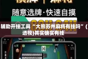 辅助开挂工具“大熊苏州麻将有挂吗”(透视)其实确实有挂 