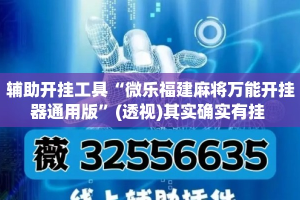 辅助开挂工具“微乐福建麻将万能开挂器通用版”(透视)其实确实有挂 