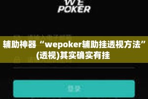 辅助神器“wepoker辅助挂透视方法”(透视)其实确实有挂 