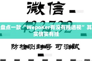 盘点一款“WepoKer有没有挂透视”其实确实有挂