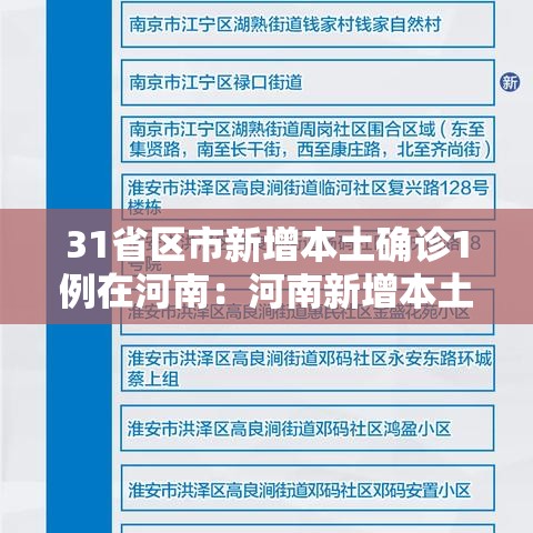 31省区市新增本土确诊1例在河南:河南新增本土确诊病 31省区市新增本土确诊1例在河南:河南新增本土确诊病
