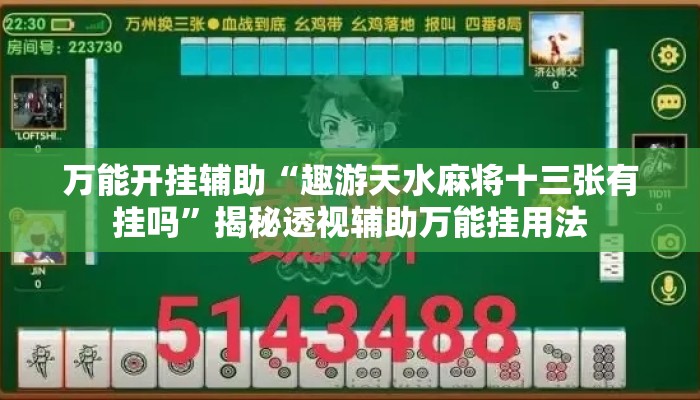 万能开挂辅助“趣游天水麻将十三张有挂吗”揭秘透视辅助万能挂用法