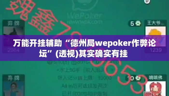 万能开挂辅助“德州局wepoker作弊论坛”(透视)其实确实有挂 