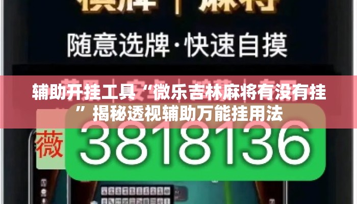 辅助开挂工具“微乐吉林麻将有没有挂	”揭秘透视辅助万能挂用法