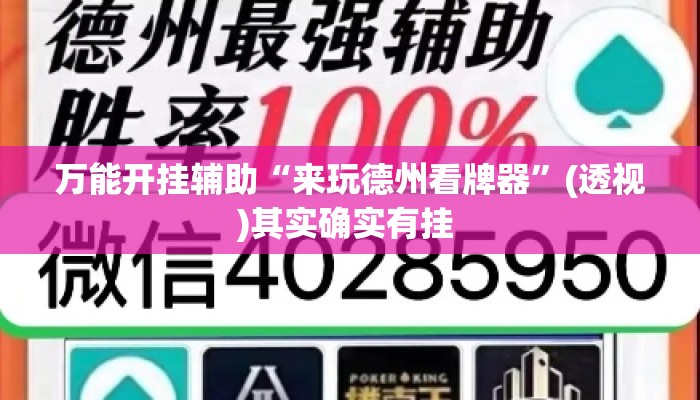 万能开挂辅助“来玩德州看牌器”(透视)其实确实有挂 