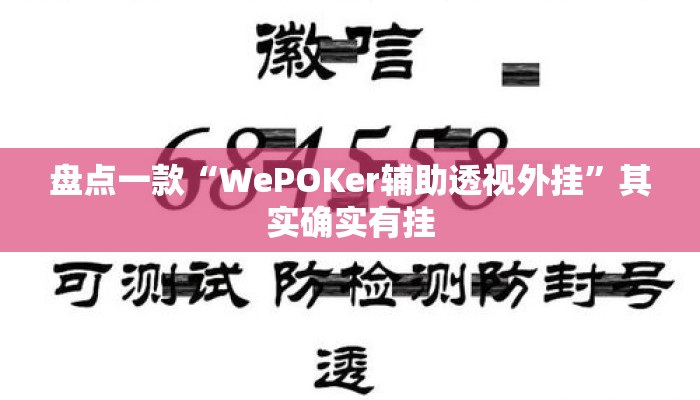 盘点一款“WePOKer辅助透视外挂”其实确实有挂