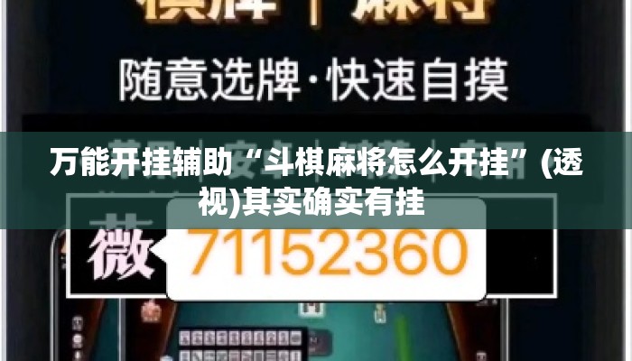 万能开挂辅助“斗棋麻将怎么开挂”(透视)其实确实有挂 