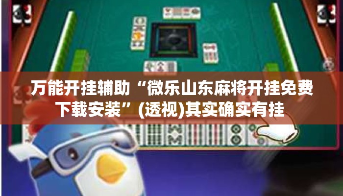 万能开挂辅助“微乐山东麻将开挂免费下载安装”(透视)其实确实有挂 