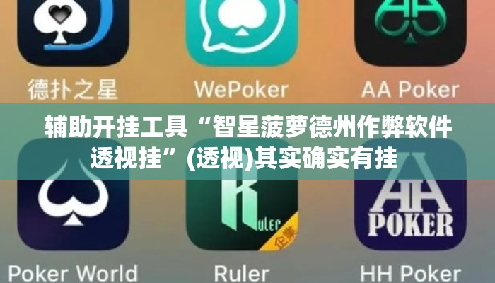 辅助开挂工具“智星菠萝德州作弊软件透视挂”(透视)其实确实有挂 