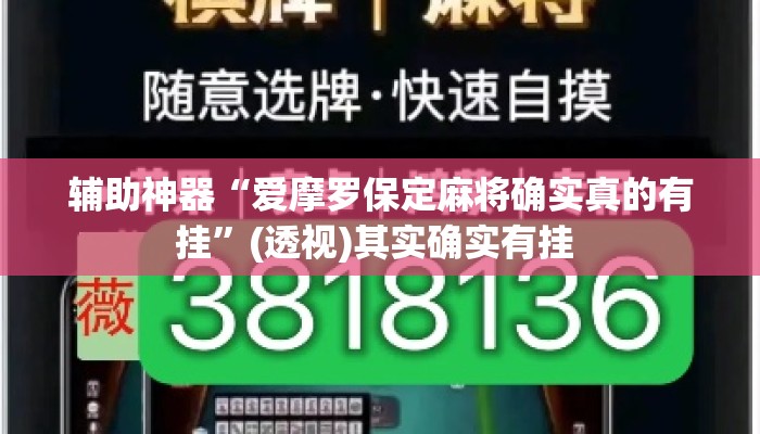 辅助神器“爱摩罗保定麻将确实真的有挂	”(透视)其实确实有挂 