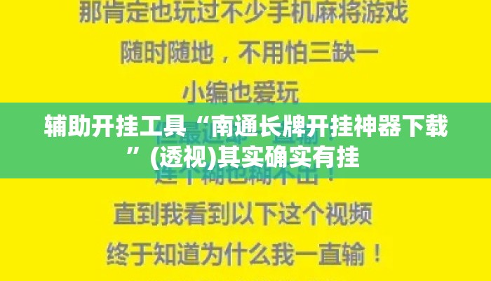 辅助开挂工具“南通长牌开挂神器下载	”(透视)其实确实有挂 
