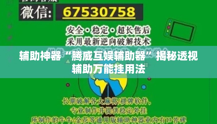 辅助神器“腾威互娱辅助器”揭秘透视辅助万能挂用法