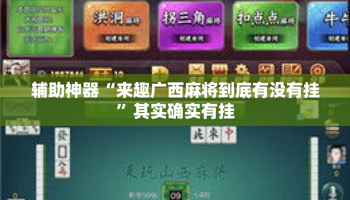 辅助神器“来趣广西麻将到底有没有挂”其实确实有挂