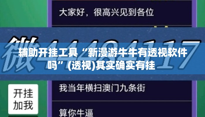 辅助开挂工具“新漫游牛牛有透视软件吗”(透视)其实确实有挂 