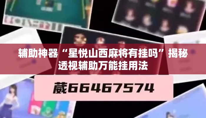 辅助神器“星悦山西麻将有挂吗”揭秘透视辅助万能挂用法