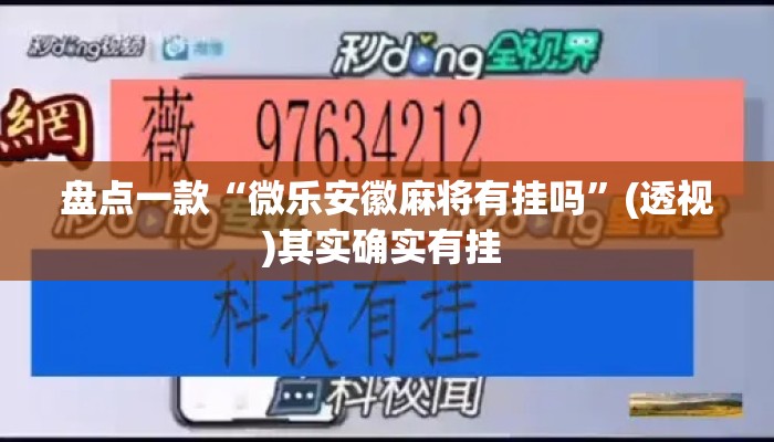 盘点一款“微乐安徽麻将有挂吗”(透视)其实确实有挂 