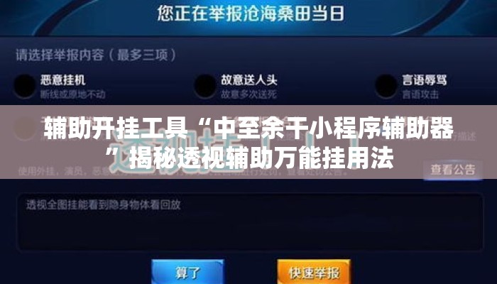 辅助开挂工具“中至余干小程序辅助器	”揭秘透视辅助万能挂用法