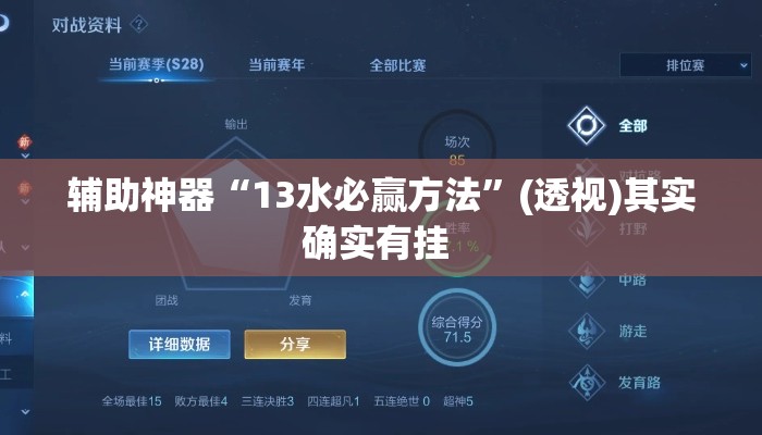 辅助神器“13水必赢方法”(透视)其实确实有挂 
