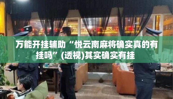万能开挂辅助“悦云南麻将确实真的有挂吗”(透视)其实确实有挂 