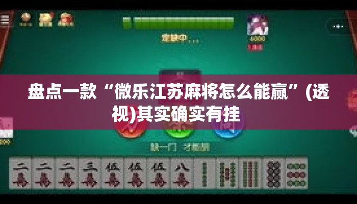 盘点一款“微乐江苏麻将怎么能赢”(透视)其实确实有挂 
