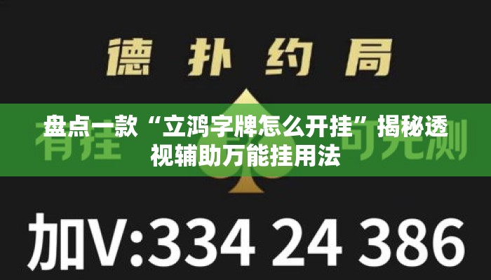 盘点一款“立鸿字牌怎么开挂”揭秘透视辅助万能挂用法