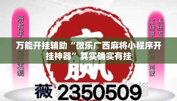 万能开挂辅助“微乐广西麻将小程序开挂神器”其实确实有挂