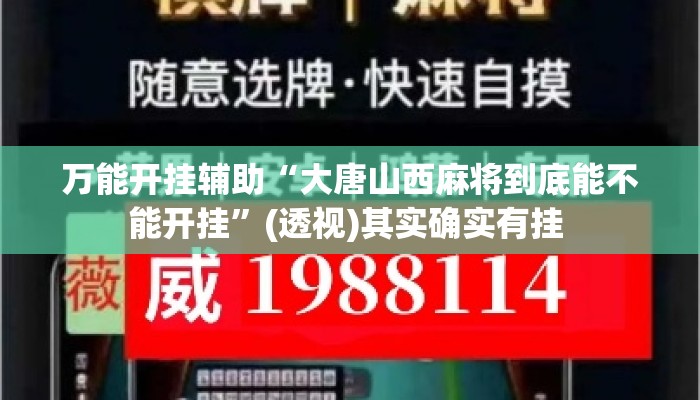 万能开挂辅助“大唐山西麻将到底能不能开挂	”(透视)其实确实有挂 