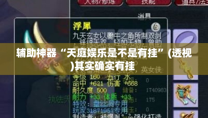 辅助神器“天庭娱乐是不是有挂	”(透视)其实确实有挂 