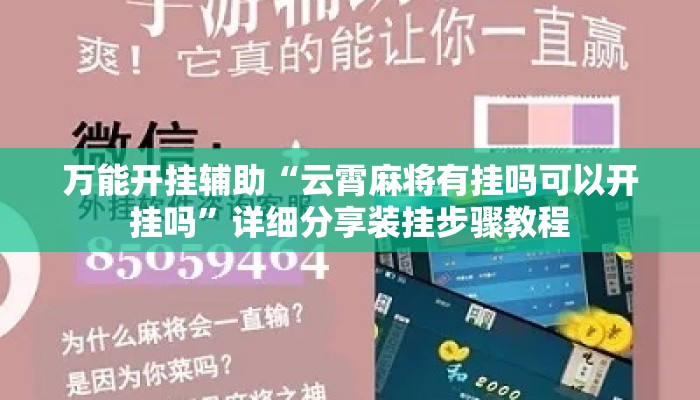 万能开挂辅助“云霄麻将有挂吗可以开挂吗”详细分享装挂步骤教程