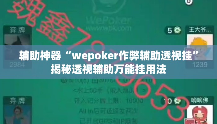 辅助神器“wepoker作弊辅助透视挂	”揭秘透视辅助万能挂用法