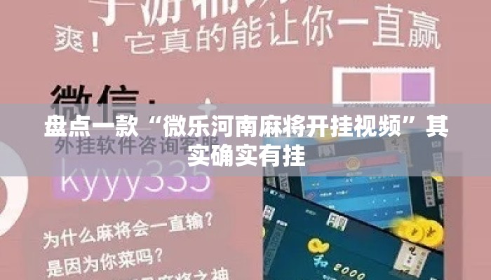 盘点一款“微乐河南麻将开挂视频”其实确实有挂