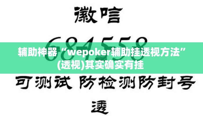 辅助神器“wepoker辅助挂透视方法”(透视)其实确实有挂 