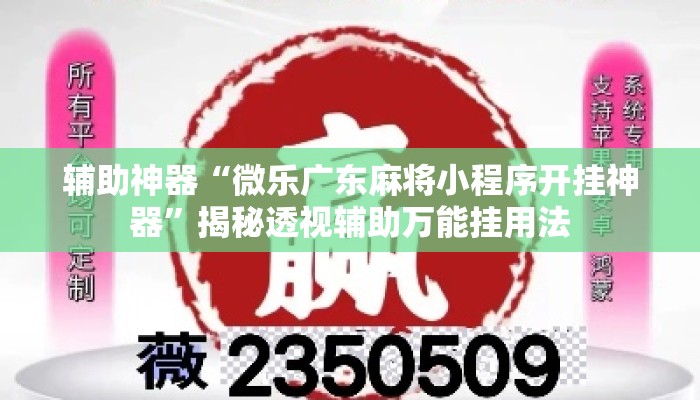 辅助神器“微乐广东麻将小程序开挂神器	”揭秘透视辅助万能挂用法