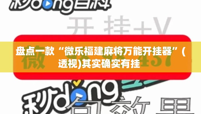 盘点一款“微乐福建麻将万能开挂器	”(透视)其实确实有挂 
