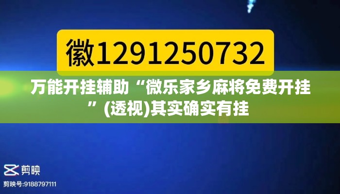万能开挂辅助“微乐家乡麻将免费开挂”(透视)其实确实有挂 