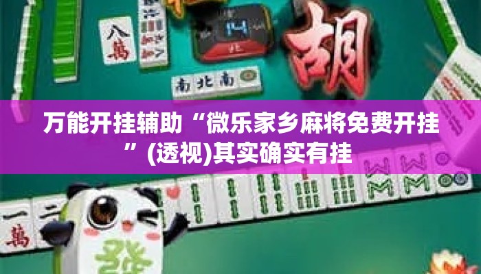 万能开挂辅助“微乐家乡麻将免费开挂”(透视)其实确实有挂 