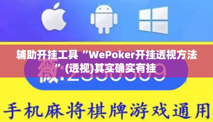 辅助开挂工具“WePoker开挂透视方法”(透视)其实确实有挂 