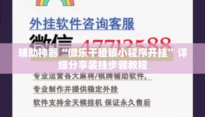 辅助神器“微乐干瞪眼小程序开挂”详细分享装挂步骤教程