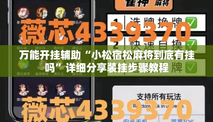 万能开挂辅助“小松宿松麻将到底有挂吗”详细分享装挂步骤教程